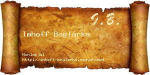 Imhoff Boglárka névjegykártya